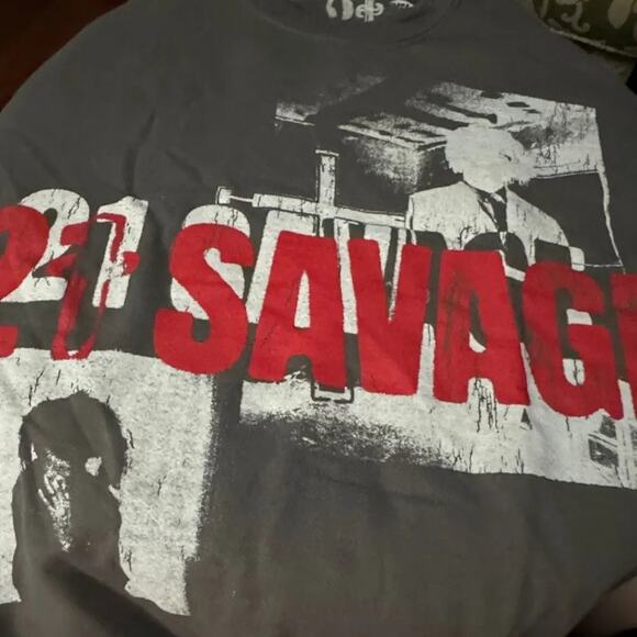 21 SAVAGE Washed Crewneck Sweatshirt in Charcoal, Size S, New without Tag - Picture 7 of 9